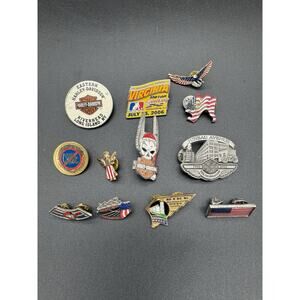 Lot Of 12 Vintage Harley Davidson & Biker Bike Week Pins Enamel See Photos